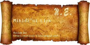 Miklósi Elek névjegykártya